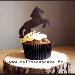Cupcakes thème équitation chocolat glaçage vanille cheval figurine en chocolat